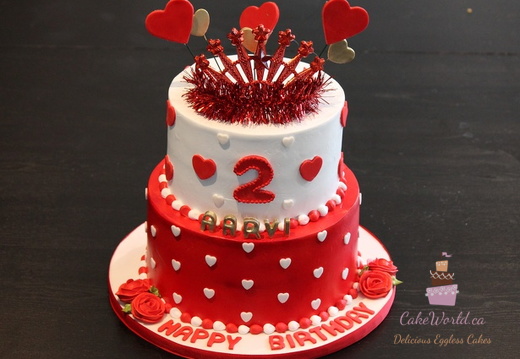Red Heart Crown Cake
