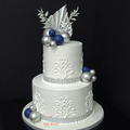 Blue and silver Palm Spear Cake